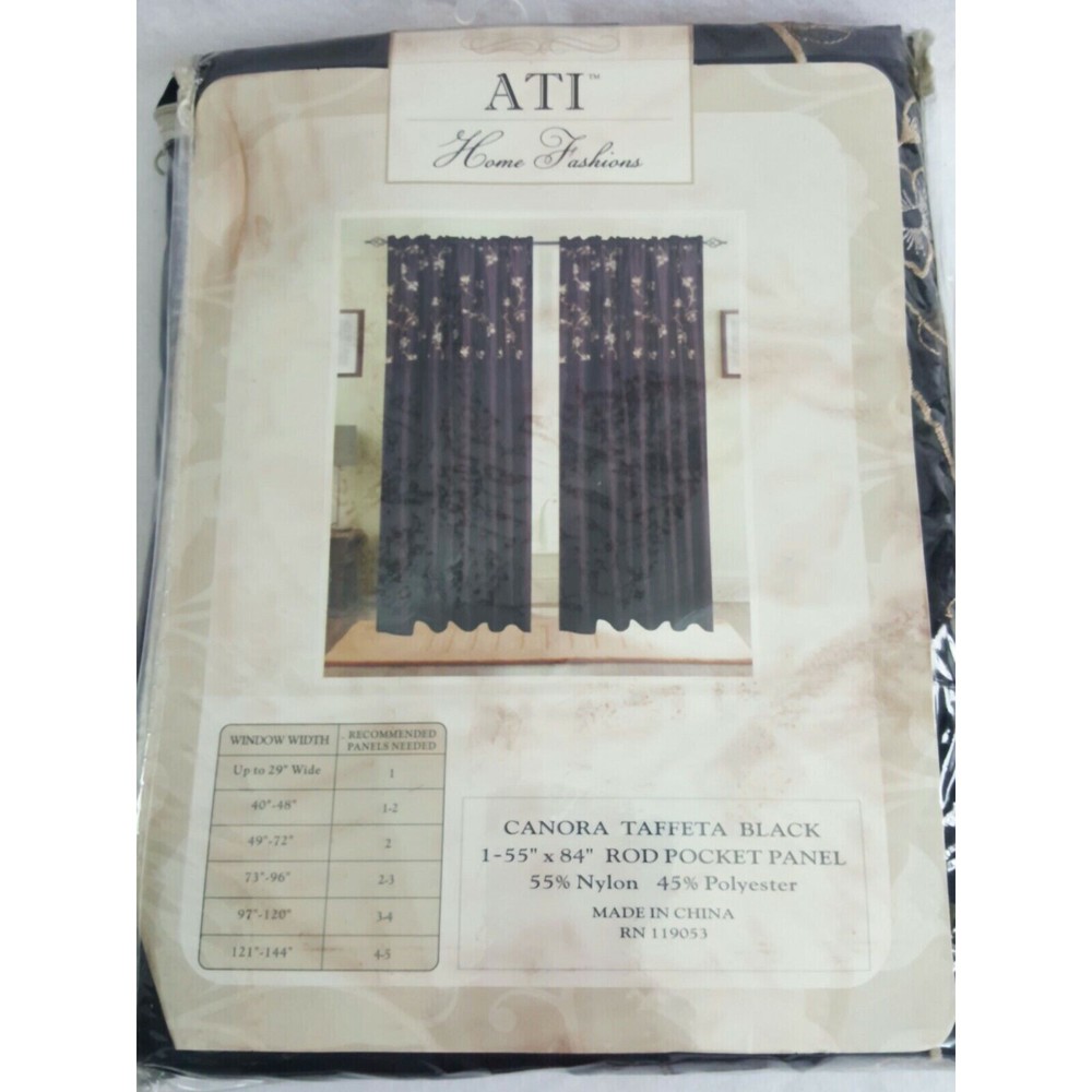 ATI CANORA TAFFETA BLACK PANEL 55 X 84 Rod Pocket Panel One